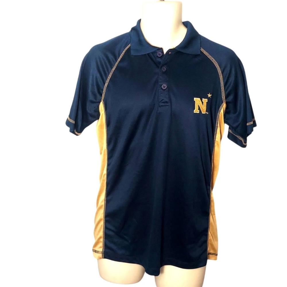 Navy Midshipmen Mens Polo Shirt Size Small Blue Gold Piping Stitched Logo New